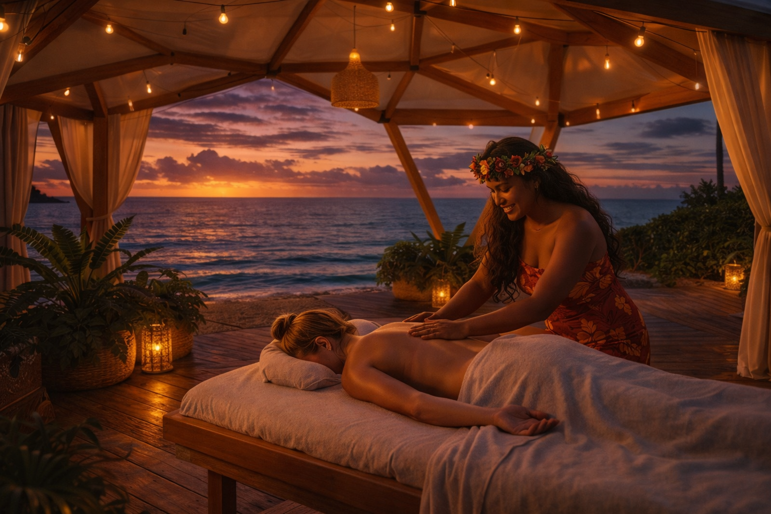 Massage sous fare pote'e géodésique